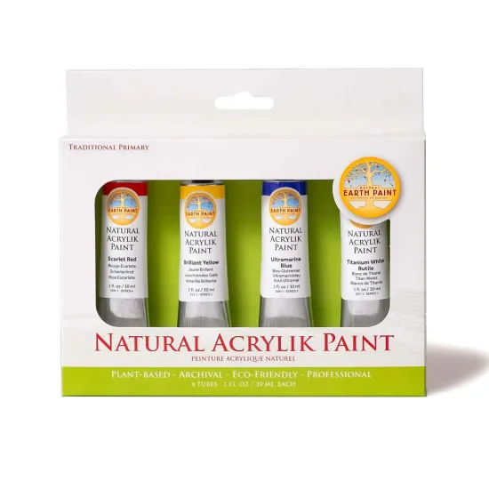 Natural Acrylik Paint 4-Colour Box Set, Plant-Based Non-Toxic