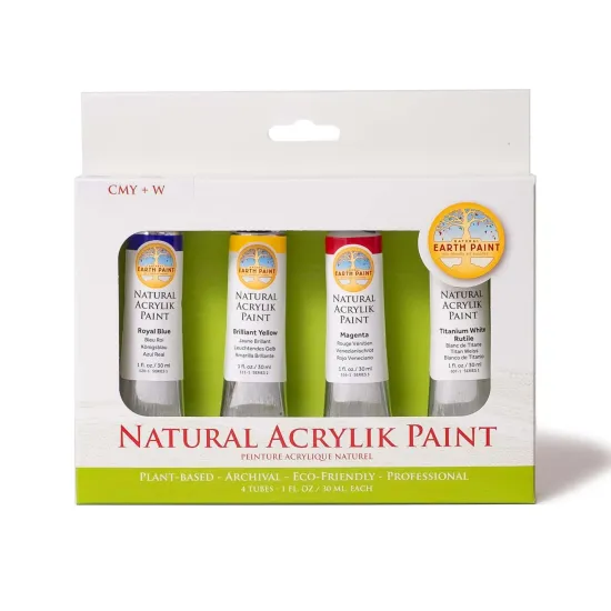 Natural Acrylik Paint 4-Colour Box Set, Plant-Based Non-Toxic